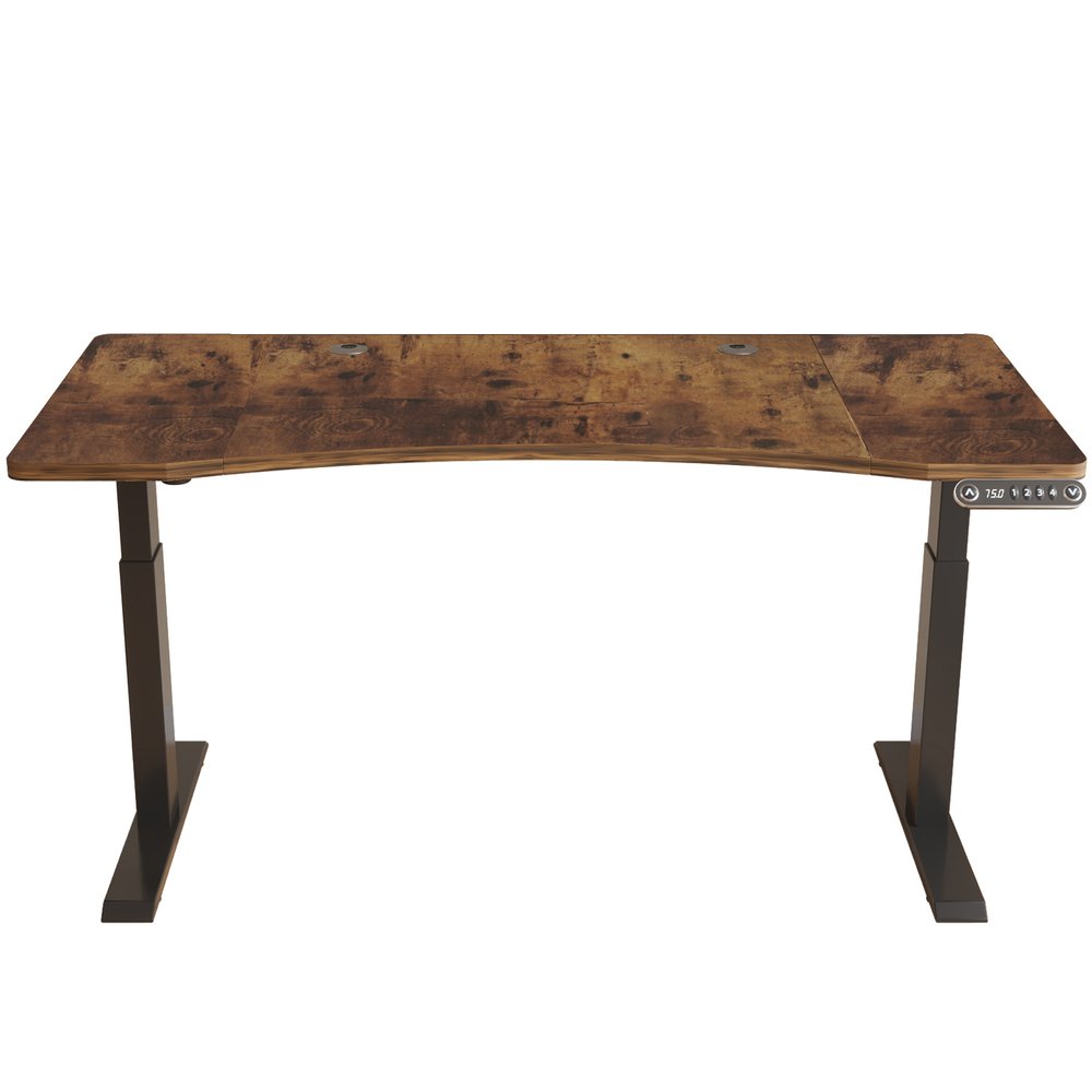 Adjustable Brown and Black Wood and Stainless Steel Rolling Standing Desk HomeRoots