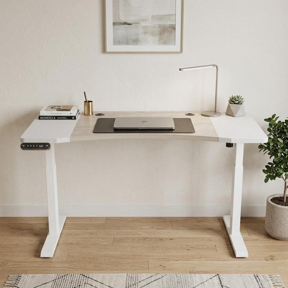 63" Adjustable Brown and White Standing Desk HomeRoots