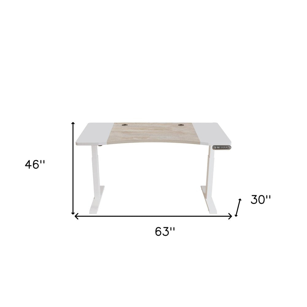 63" Adjustable Brown and White Standing Desk HomeRoots