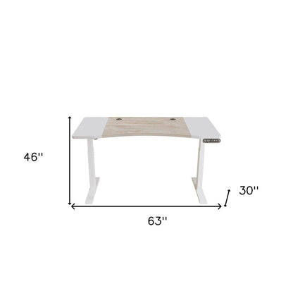 63" Adjustable Brown and White Standing Desk HomeRoots