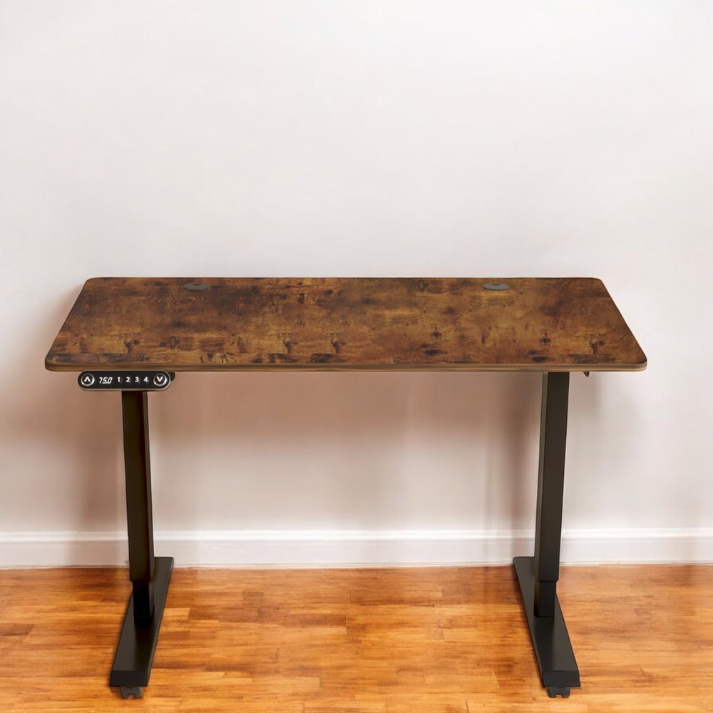 48" Adjustable Brown and Black Computer Desk HomeRoots