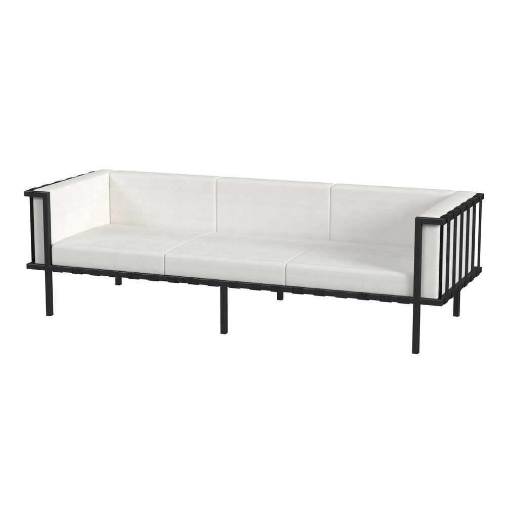 77" Black Iron and Cushions Patio Sofa HomeRoots