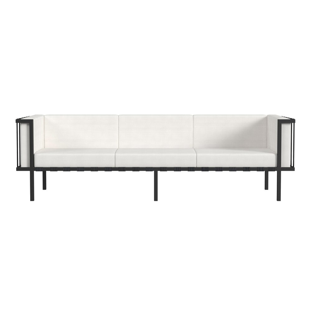 77" Black Iron and Cushions Patio Sofa HomeRoots