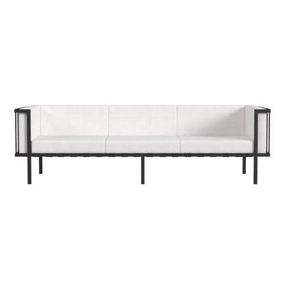 77" Black Iron and Cushions Patio Sofa HomeRoots