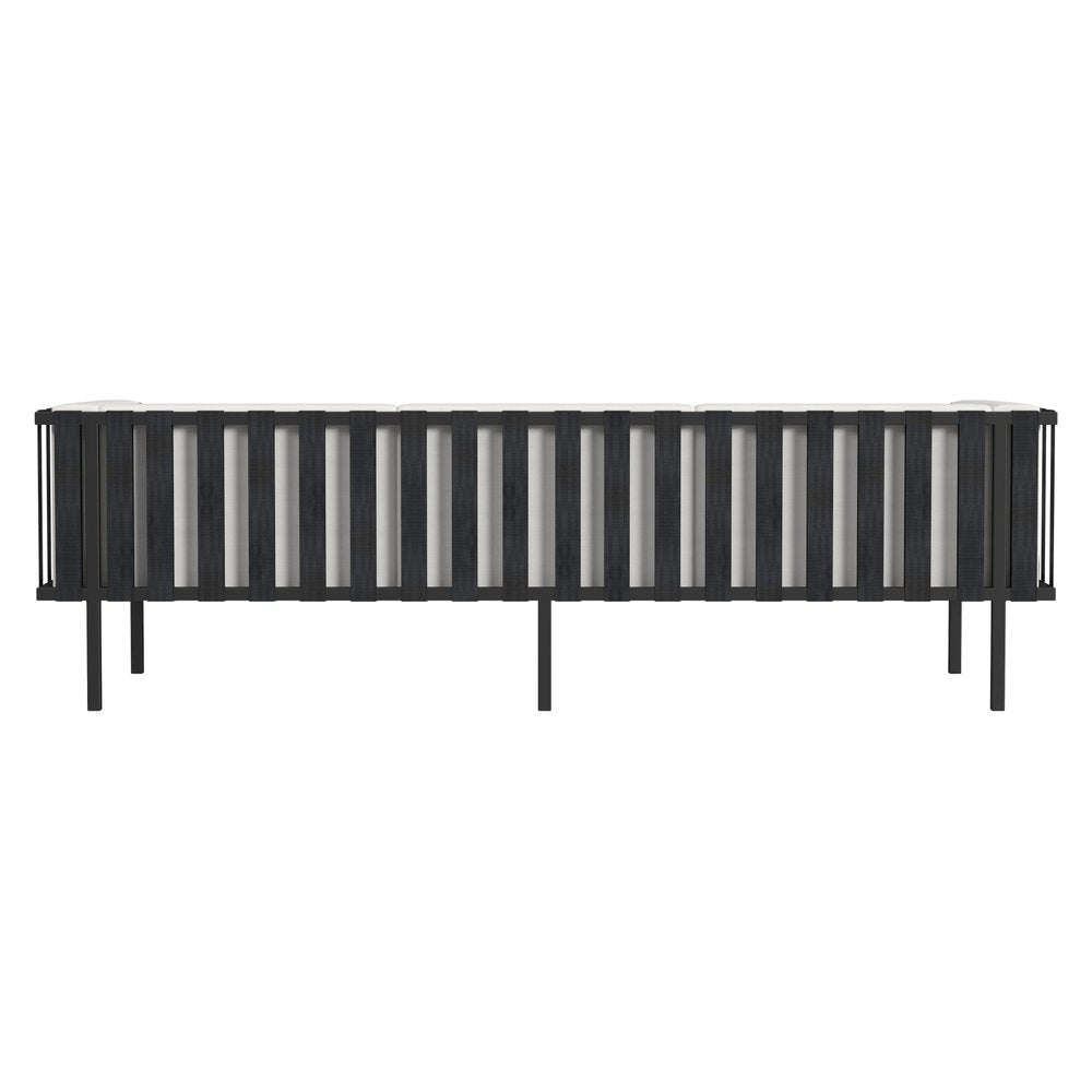 77" Black Iron and Cushions Patio Sofa HomeRoots