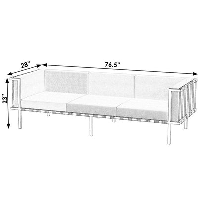 77" Black Iron and Cushions Patio Sofa HomeRoots