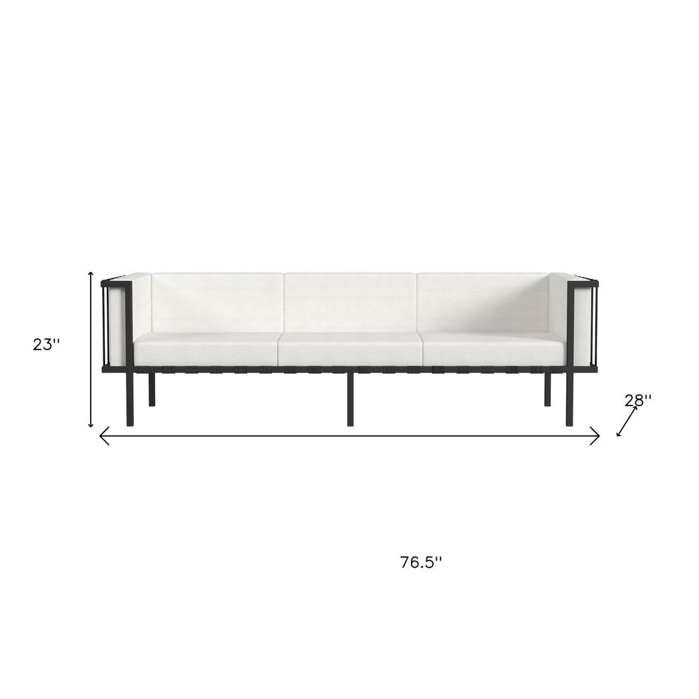 77" Black Iron and Cushions Patio Sofa HomeRoots