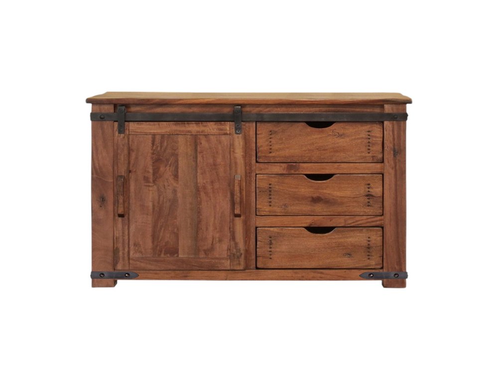 50" Brown Solid Wood Enclosed Storage Distressed TV Stand HomeRoots