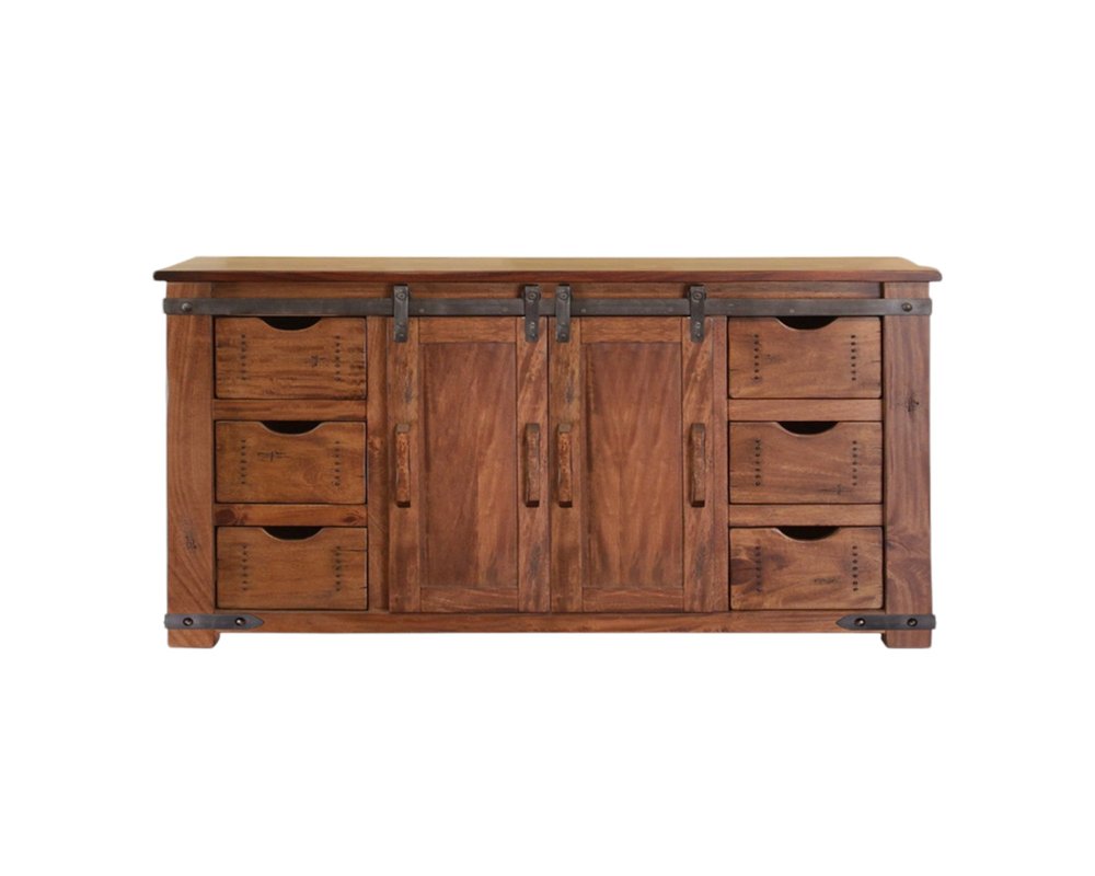 60" Brown Solid Wood Enclosed Storage Distressed TV Stand HomeRoots