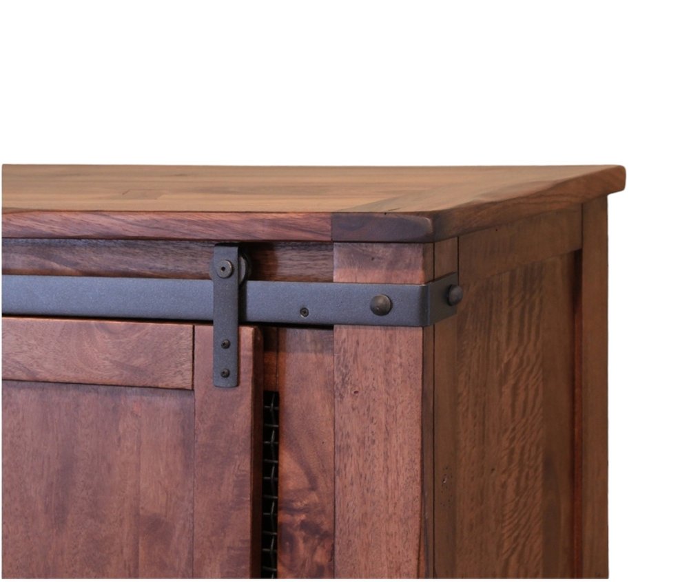 70" Brown Solid Wood Cabinet Enclosed Storage Distressed TV Stand HomeRoots