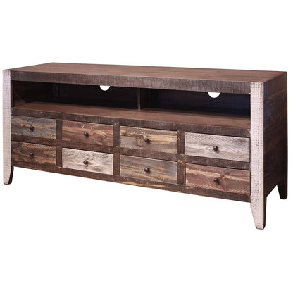 61" Brown Solid Wood Cabinet Enclosed Storage Distressed TV Stand HomeRoots