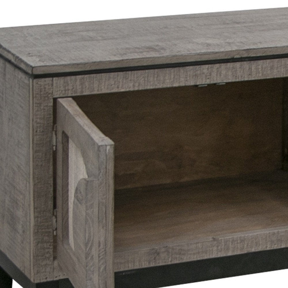 93" Gray Solid Wood Cabinet Enclosed Storage Distressed TV Stand HomeRoots