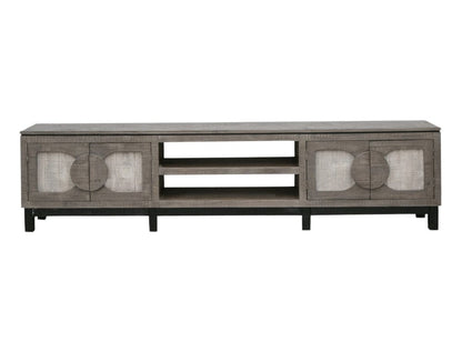 93" White Solid Wood Cabinet Enclosed Storage Distressed TV Stand HomeRoots