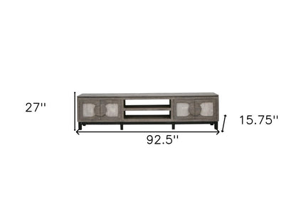 93" White Solid Wood Cabinet Enclosed Storage Distressed TV Stand HomeRoots