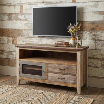 53" Brown Solid Wood Cabinet Enclosed Storage Distressed TV Stand HomeRoots