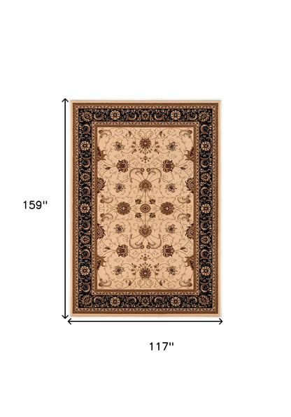 10' X 13' Black and Tan Oriental Washable Non Skid Area Rug - 27.0" (L) x 180.0" (W) x 0.6" (H)