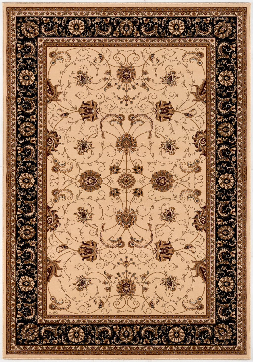 10' X 13' Black and Tan Oriental Washable Non Skid Area Rug - 27.0" (L) x 180.0" (W) x 0.6" (H)