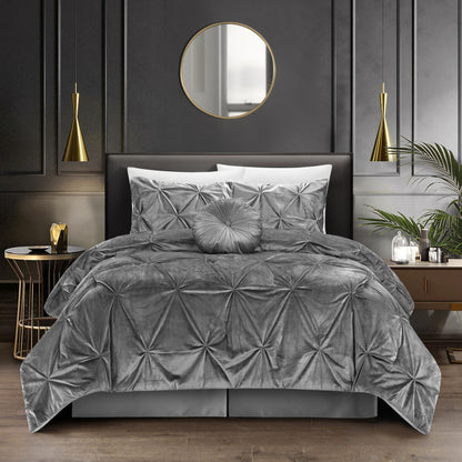 Gray Queen Polyester 130 Thread Count Washable Down Comforter Set