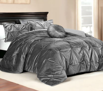 Gray Queen Polyester 130 Thread Count Washable Down Comforter Set
