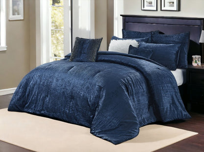 Navy Blue Queen Polyester 180 Thread Count Washable Down Comforter Set HomeRoots