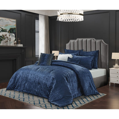 Navy Blue Queen Polyester 180 Thread Count Washable Down Comforter Set HomeRoots
