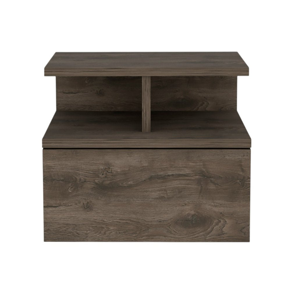 14" Brown Wood One Drawer Floating Nightstand HomeRoots