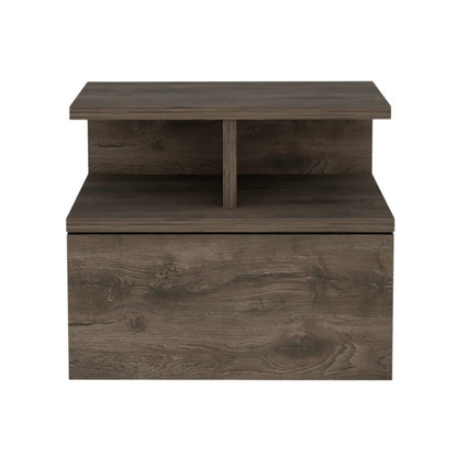14" Brown Wood One Drawer Floating Nightstand HomeRoots