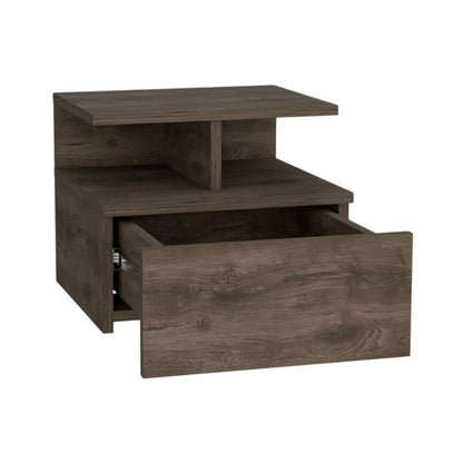 14" Brown Wood One Drawer Floating Nightstand HomeRoots