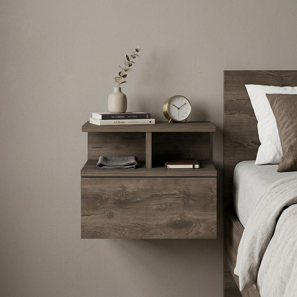 12" Brown Wood One Drawer Nightstand HomeRoots