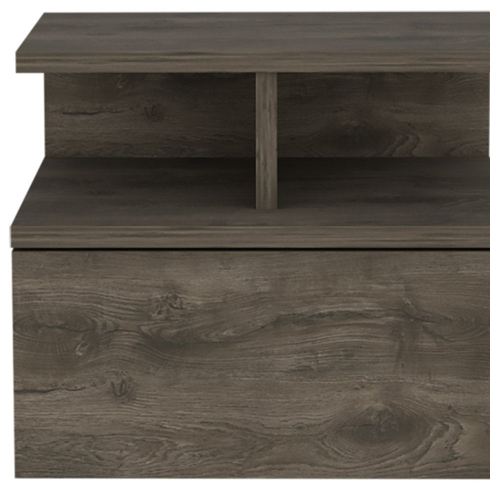 14" Brown Wood One Drawer Floating Nightstand HomeRoots