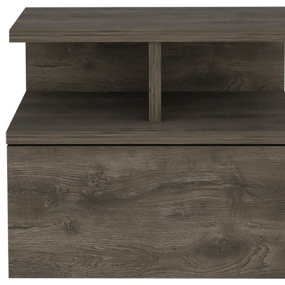 14" Brown Wood One Drawer Floating Nightstand HomeRoots