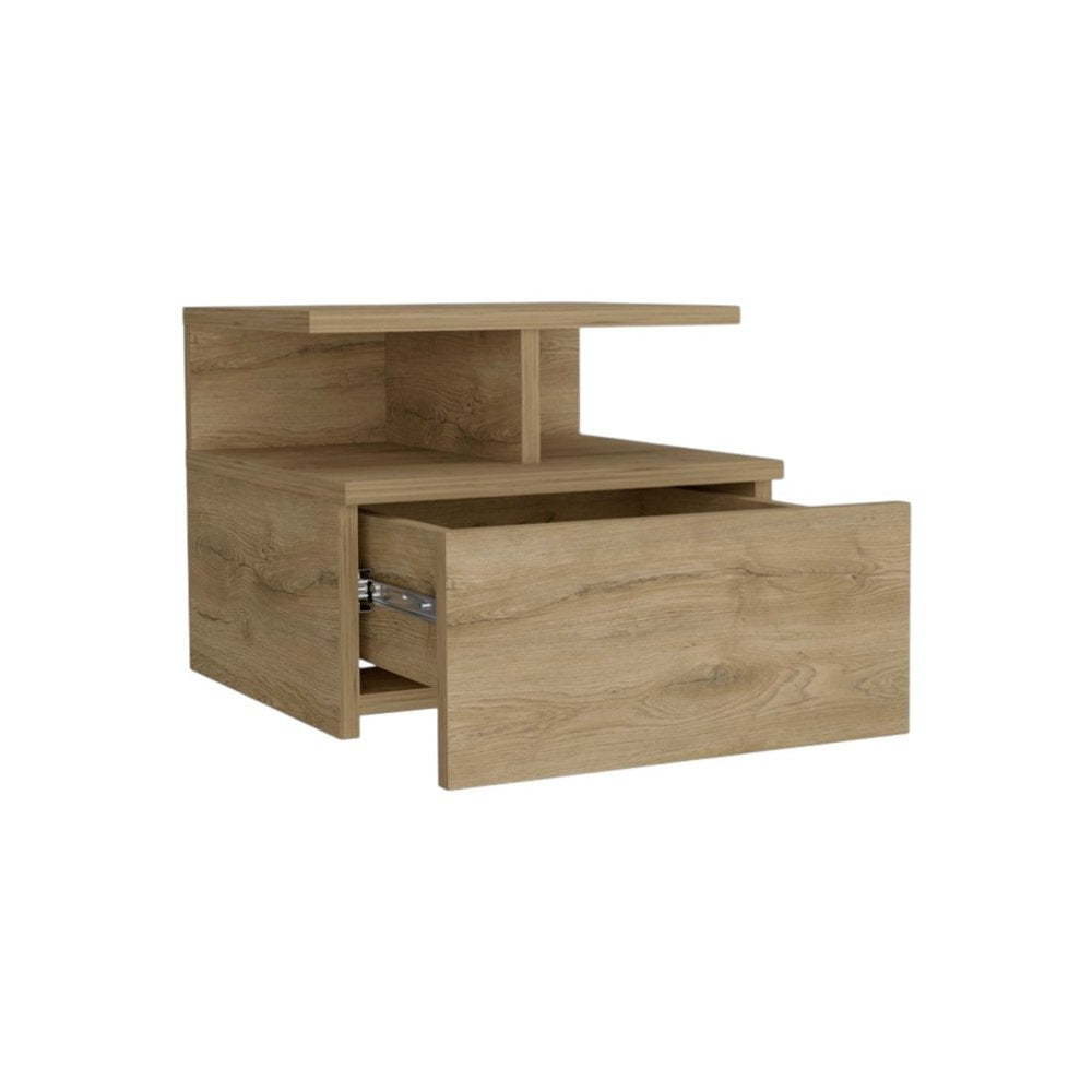 12" Beige Wood One Drawer Nightstand HomeRoots