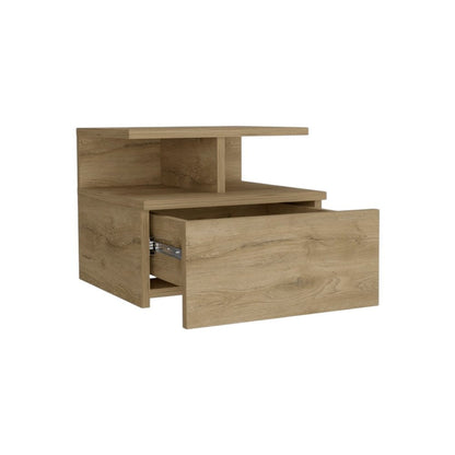 12" Beige Wood One Drawer Nightstand HomeRoots