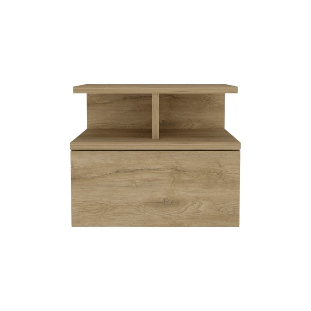 12" Beige Wood One Drawer Nightstand HomeRoots