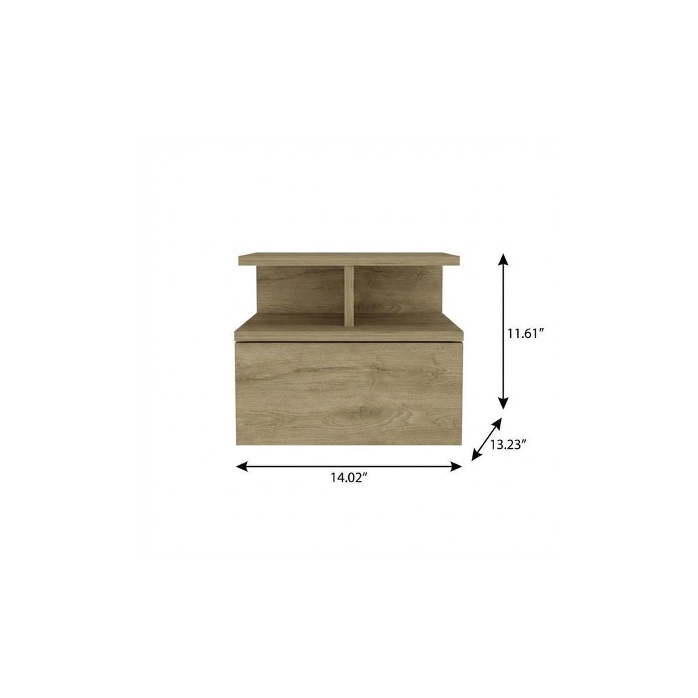 12" Beige Wood One Drawer Nightstand HomeRoots