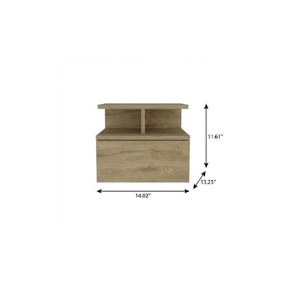 12" Beige Wood One Drawer Nightstand HomeRoots