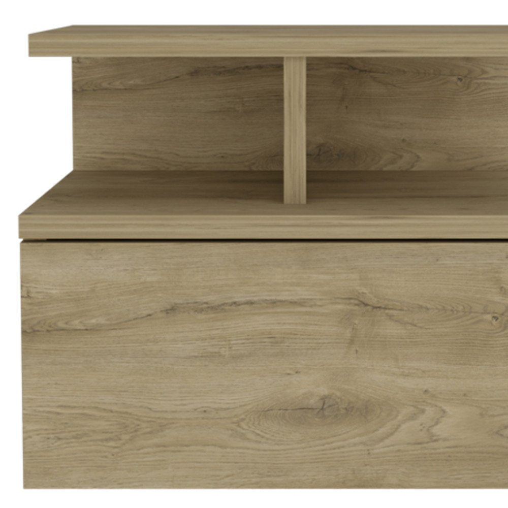 12" Beige Wood One Drawer Nightstand — view 2