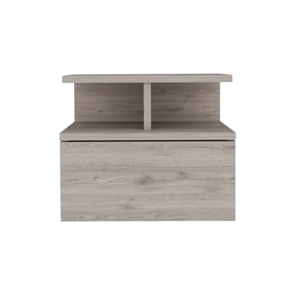 12" Light Gray Wood One Drawer Nightstand HomeRoots