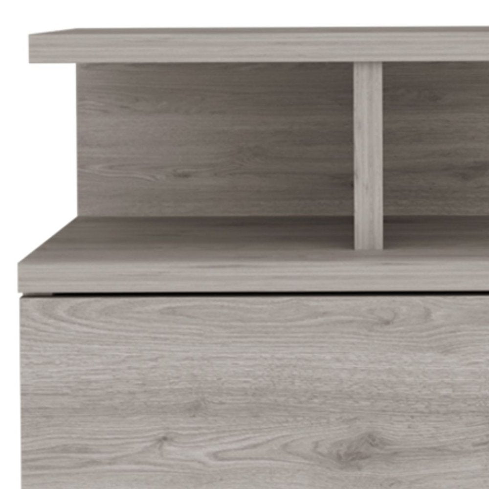 12" Light Gray Wood One Drawer Nightstand HomeRoots