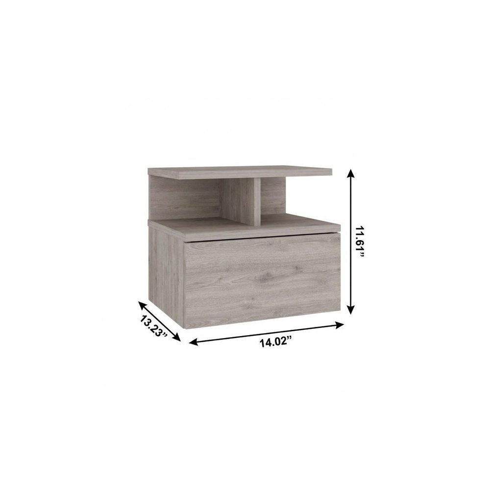 12" Light Gray Wood One Drawer Nightstand HomeRoots