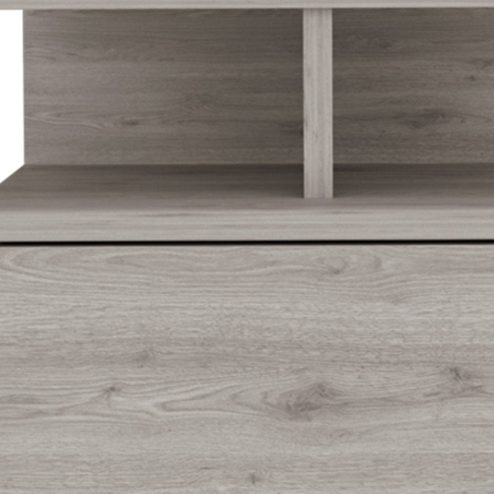 12" Light Gray Wood One Drawer Nightstand HomeRoots