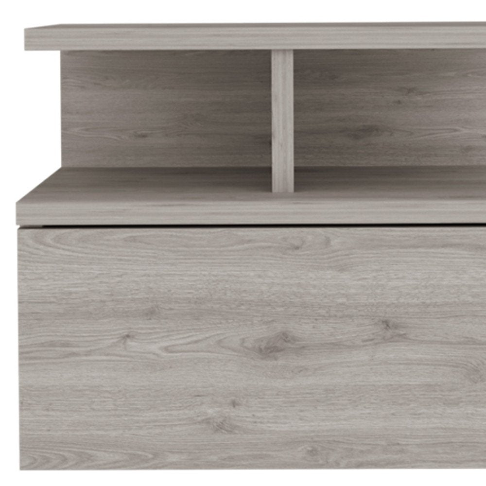 12" Light Gray Wood One Drawer Nightstand HomeRoots