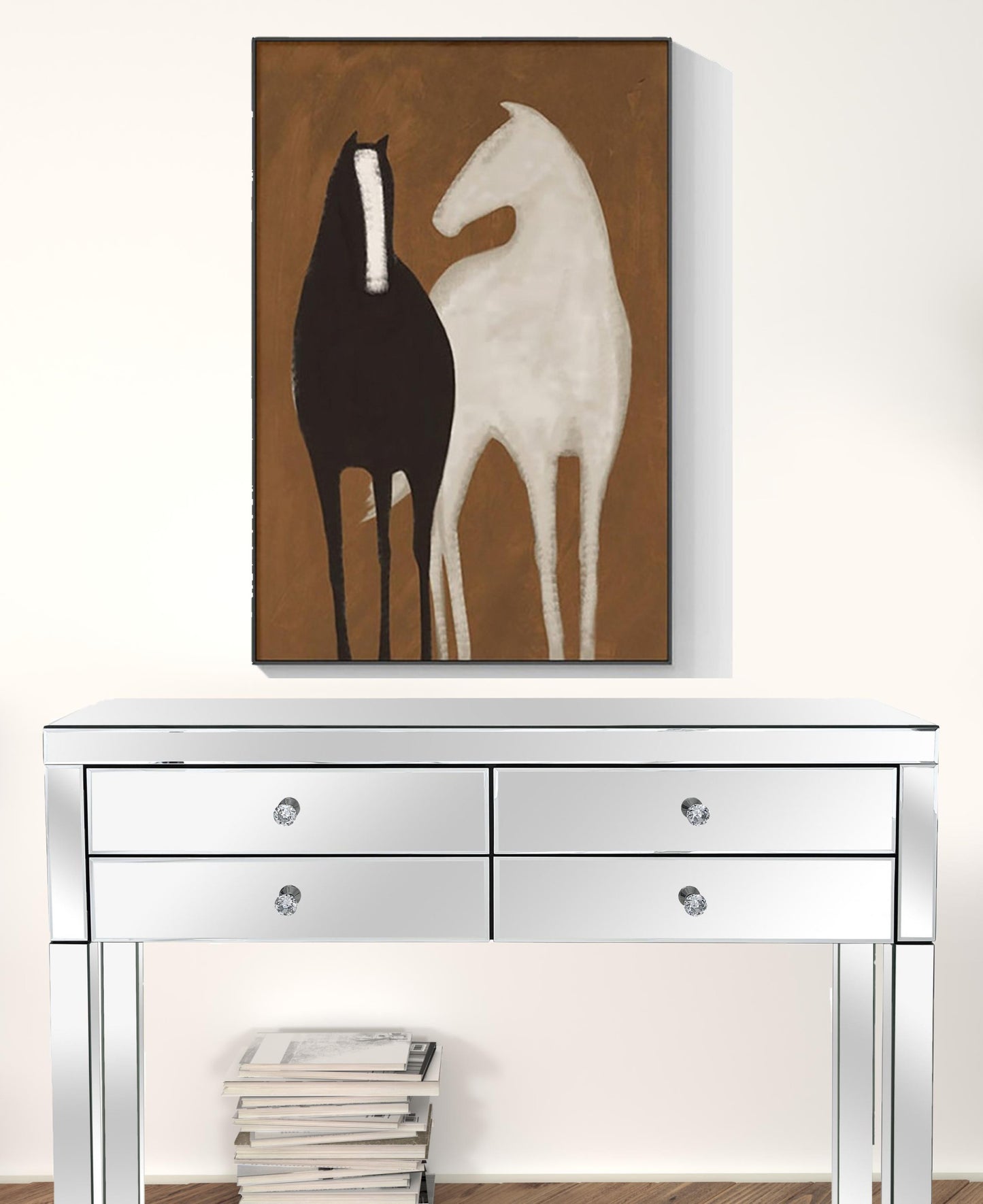 Black and White Fabric Horse Wall Decor