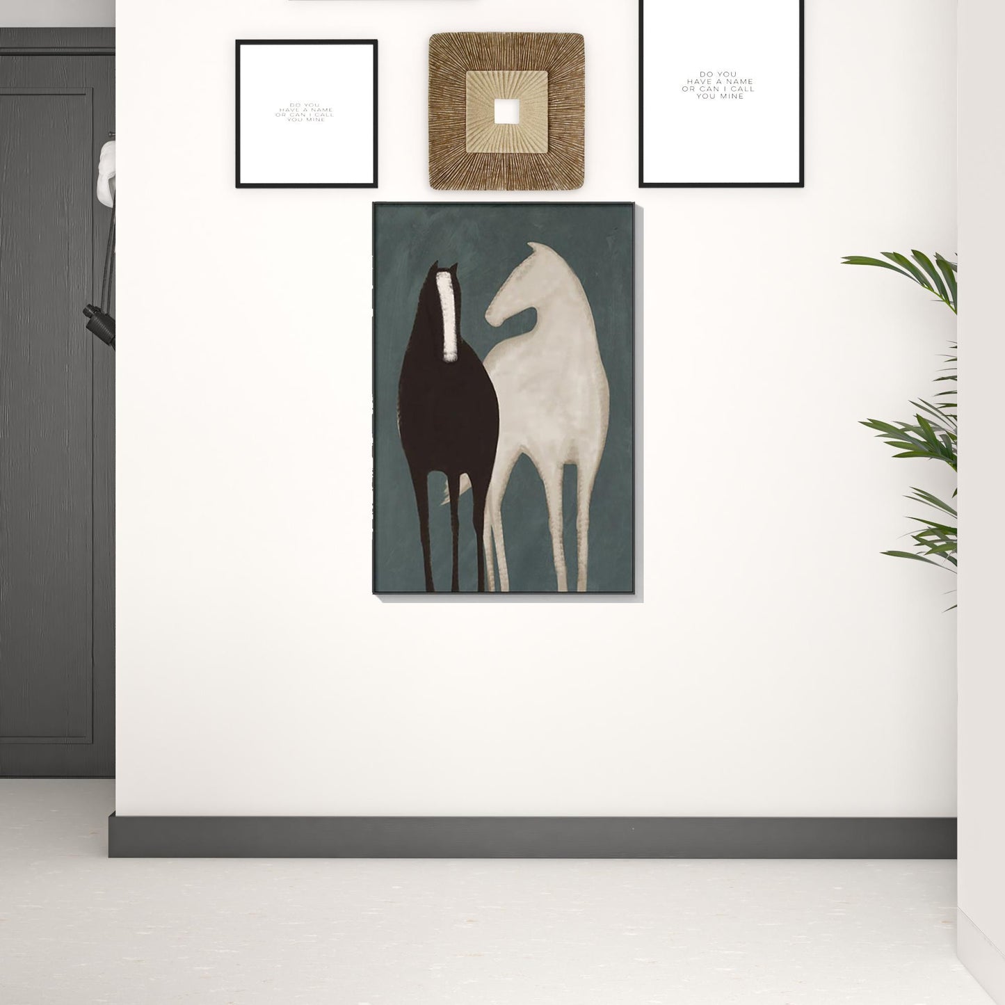 Black and White Fabric Horse Wall Decor