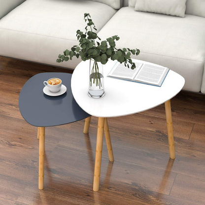 Set of Two 22" Oak And Gray and White Nested Tables HomeRoots