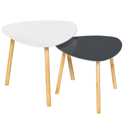 Set of Two 22" Oak And Gray and White Nested Tables HomeRoots