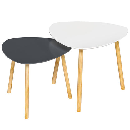 Set of Two 22" Oak And Gray and White Nested Tables HomeRoots