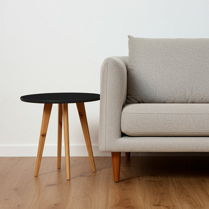 Set Of Two 20" Wood Brown And Black Round Nested Tables HomeRoots