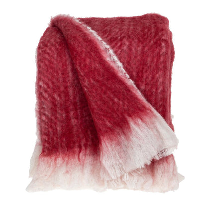 52" X 67" Red and White Woven Wool Blend Throw Blanket HomeRoots
