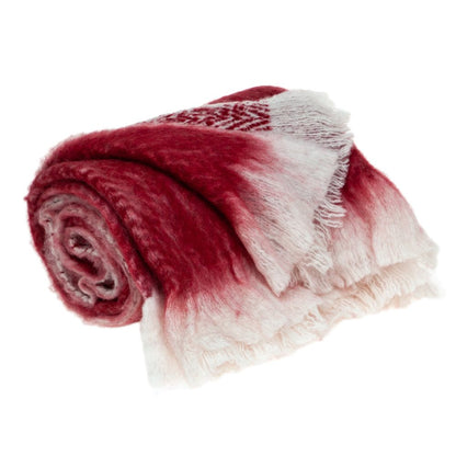 52" X 67" Red and White Woven Wool Blend Throw Blanket HomeRoots